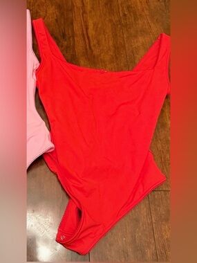 SKIMS Red Scoop-Neck Bodysuit